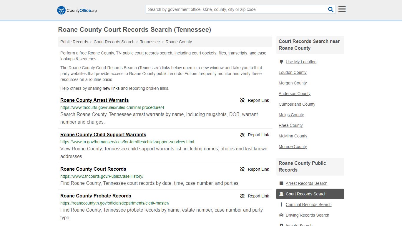 Roane County Court Records Search (Tennessee) - County Office